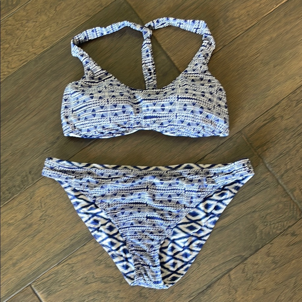 SPERRY Blue and White Geometric Bikini Set